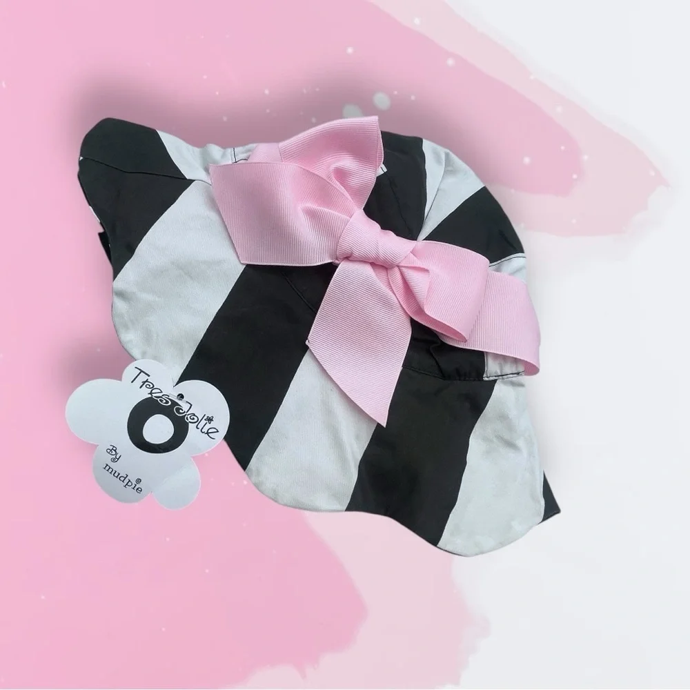 MudPie Tres Jolie NWT Perfectly Princess Reversible Striped Sun Hat 0-12 Months